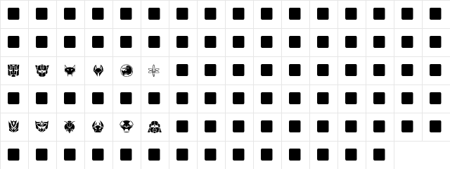 Cybertron Generations Normal  glyph index
