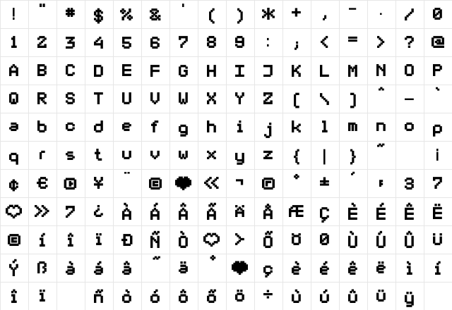 DS VDOTXT1 Regular  glyph index