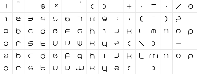 Bounce Arrow Regular  glyph index
