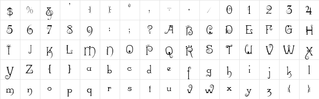 Mexicali Regular  glyph index