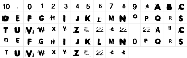 Polaroid 22 Regular  glyph index