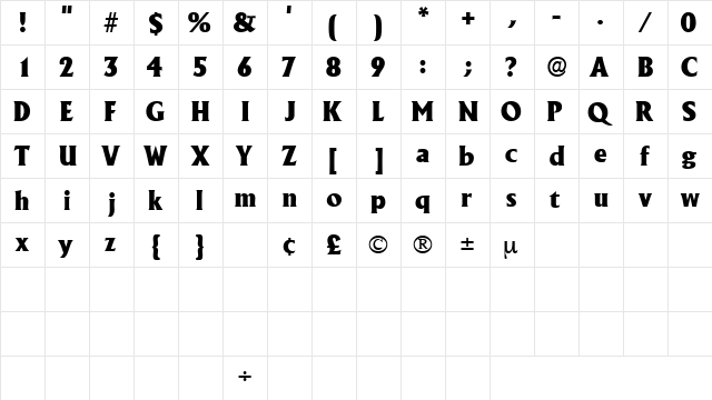 AnkuraSSK Regular  glyph index