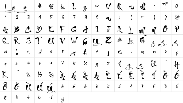 ThuphapXuan Regular  glyph index