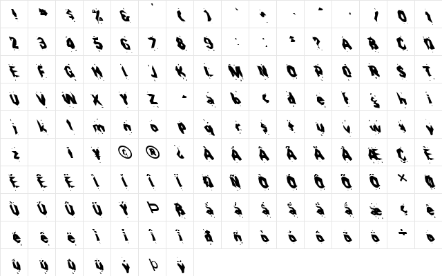 FZ WACKY 30 LEFTY Normal  glyph index