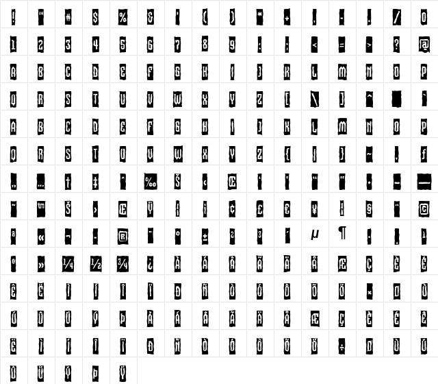 a_VizoraCmBrk Regular  glyph index