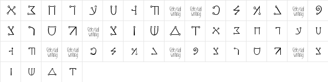 Celestial Writing Regular  glyph index