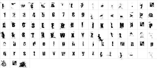 Killer Ants Trial Version Regular  glyph index