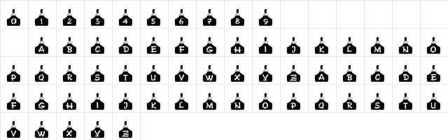 101! Ink Bottles Regular  glyph index