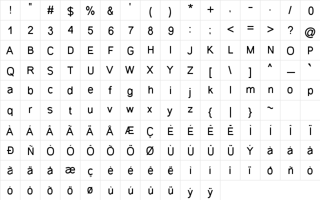 Gecade Regular  glyph index