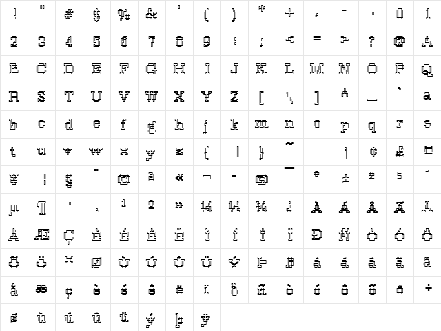 DTCRoughM33 Regular  glyph index