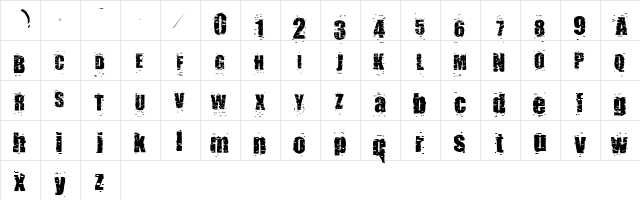 pUNKASSBITCH Regular  glyph index