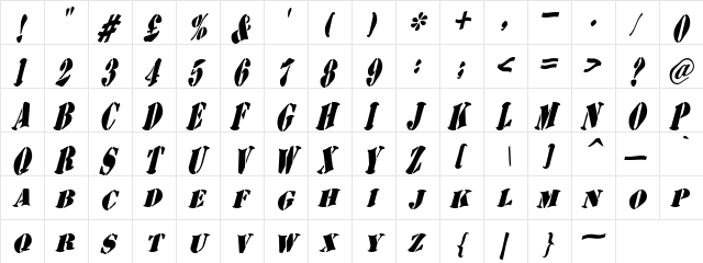 AustralianFlyingCorpsStencilSB Regular  glyph index