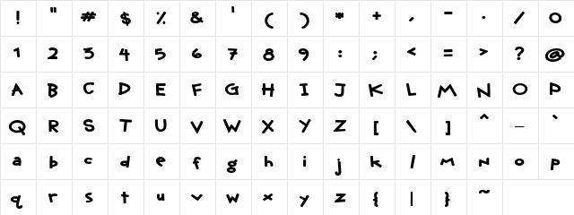 LD Fat Jack Regular  glyph index