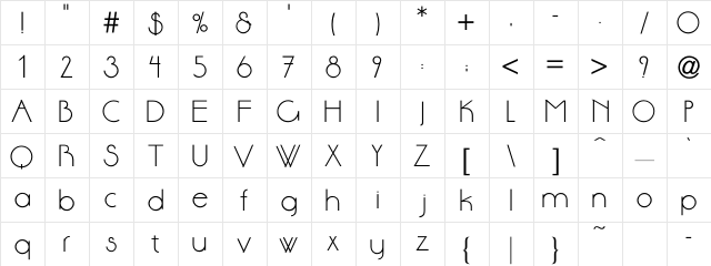 DS StandartC Regular  glyph index