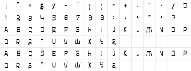 Shackles Regular  glyph index