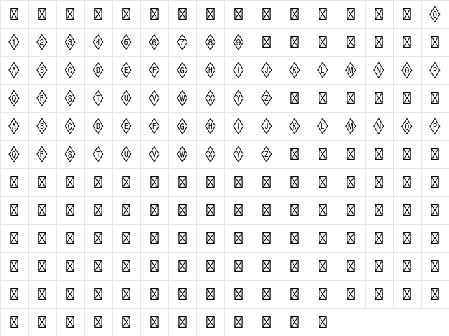 Diamond Positive Std Regular  glyph index