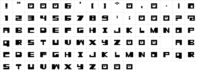 Dynamite Regular  glyph index