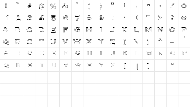 CuproOutlineSCapsSSK Regular  glyph index