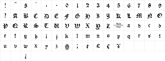 Chinese Gothic Trial  glyph index