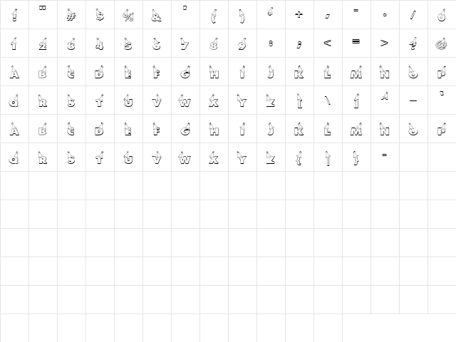 LD Party Hats Regular  glyph index