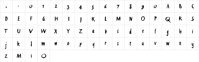 Aquarelkwast Plain  glyph index