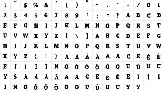 CalangoRevi Regular  glyph index