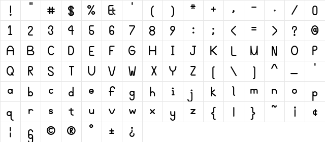 BloomingGroveAltBold Bold  glyph index