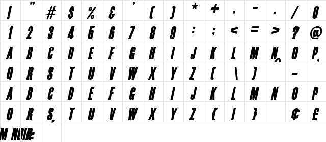 Film Noir Italic  glyph index