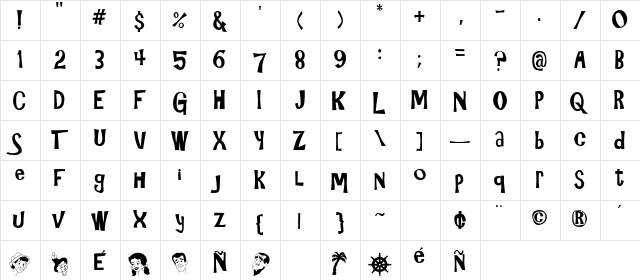 Gilligans Island Regular  glyph index
