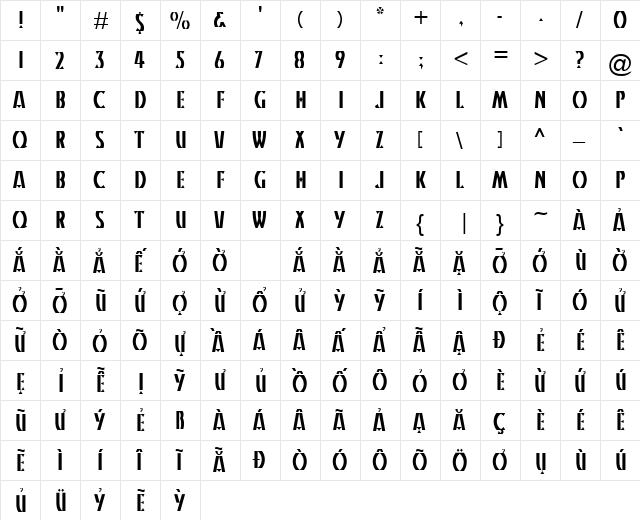 VPS Ha Tien Hoa Regular  glyph index