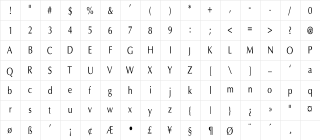 Optima-Thin Cn Regular  glyph index