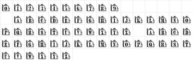 101! Garaged Regular  glyph index