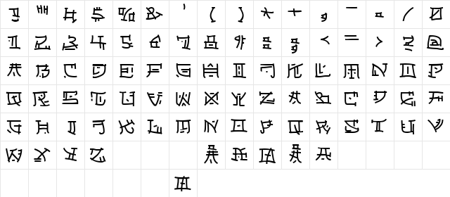 Japperneese Regular  glyph index