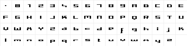 00ne Uninteresting Tech Regular  glyph index