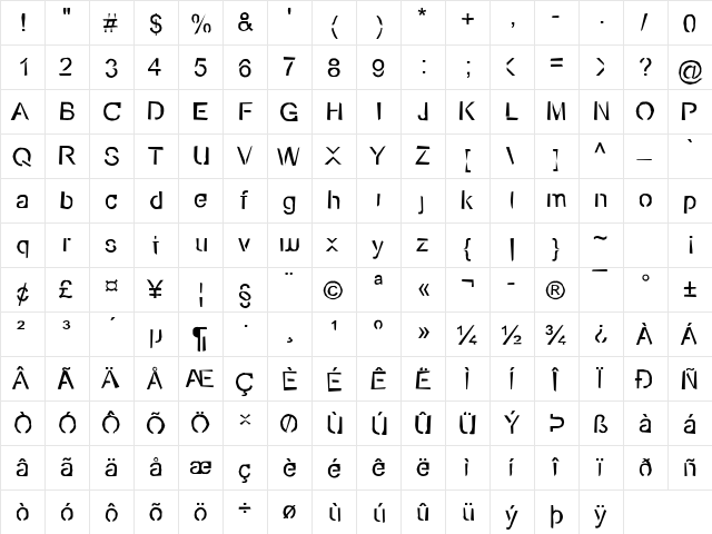 Eco-Files Rough Rough  glyph index