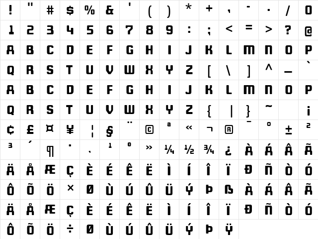 Wheaton Capitals  glyph index