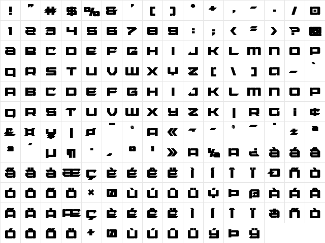 Laser Wolf Bold Bold  glyph index