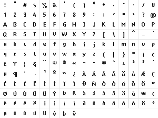 14 LED Phattt Heavy  glyph index