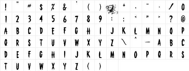 Deathknell Regular  glyph index