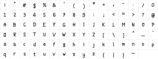 Hellowen Regular  glyph index