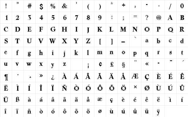 LifeTBolIn1 Regular  glyph index