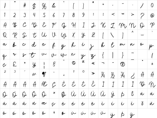Sale Maker Script Script  glyph index