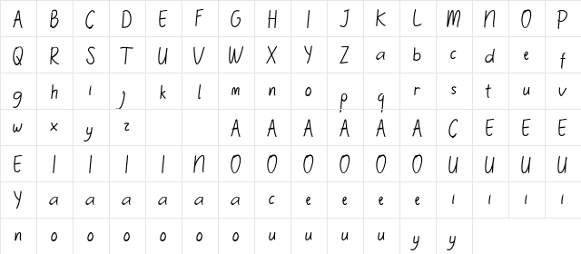 TheBillieMonlly DEMO Sans  glyph index