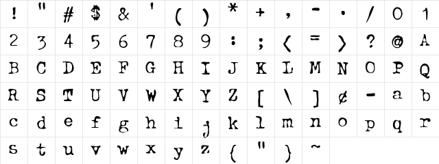 btd BeezWax Regular  glyph index