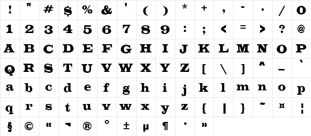 a_Latino Regular  glyph index