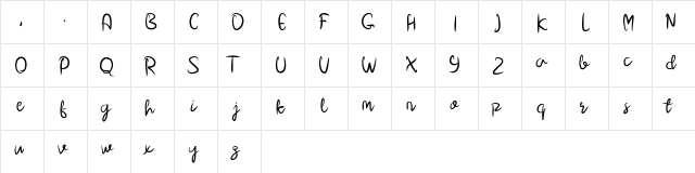 Dara Regular  glyph index