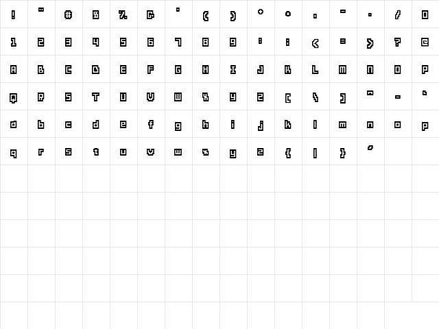 Micro Bit +1 Regular  glyph index