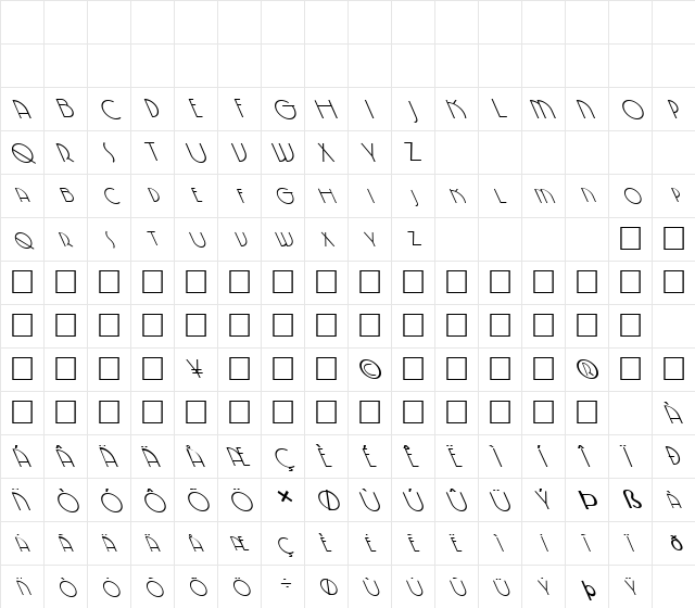 FZ JAZZY 5 LEFTY Normal  glyph index