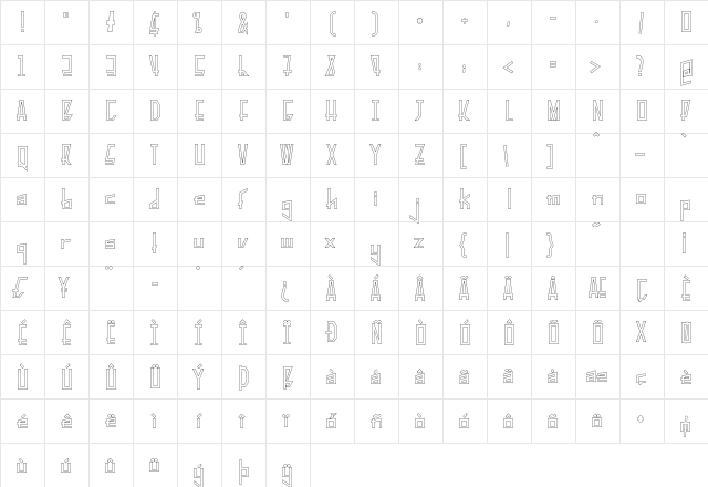 PelanquierHollow Regular  glyph index