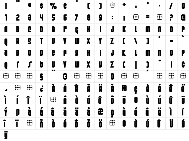 Weltron Special Power Regular  glyph index